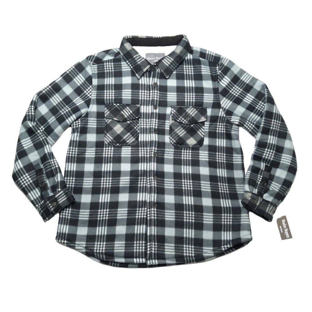 Weather Stoppers by Totes Coat Mens XL Gray Plaid Fleece Sherpa Lined Jacket New